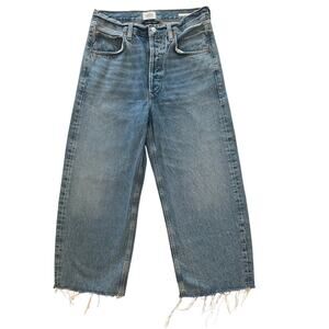 Citizens of Humanity Ayla Raw Hem Crop Jeans 27 Soda Pop Wide Leg Denim Blue